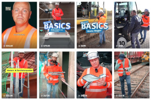 Screenshot des TikTok-Kanals der BG BAU mit Vorschaubild acht beliebter Videos.