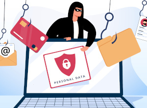 Diebstahl von persönlichen Daten, Identitäten und Geld im Internet.