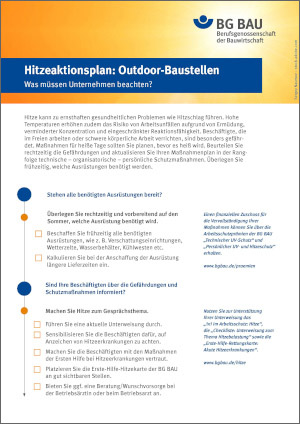 Checkliste Hitzeaktionsplan: Outdoor-Baustellen.