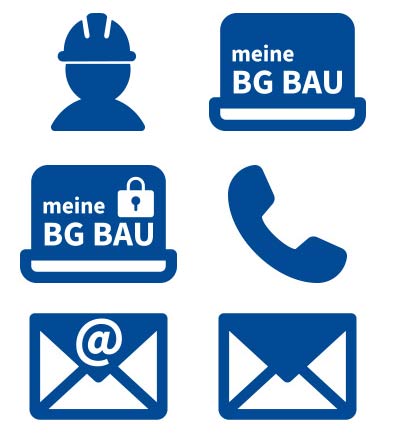Sechs Piktogramme, die für sechs Möglichkeiten stehen, wie man eine Unbedenklichkeitsbescheinigung anfordern kann.